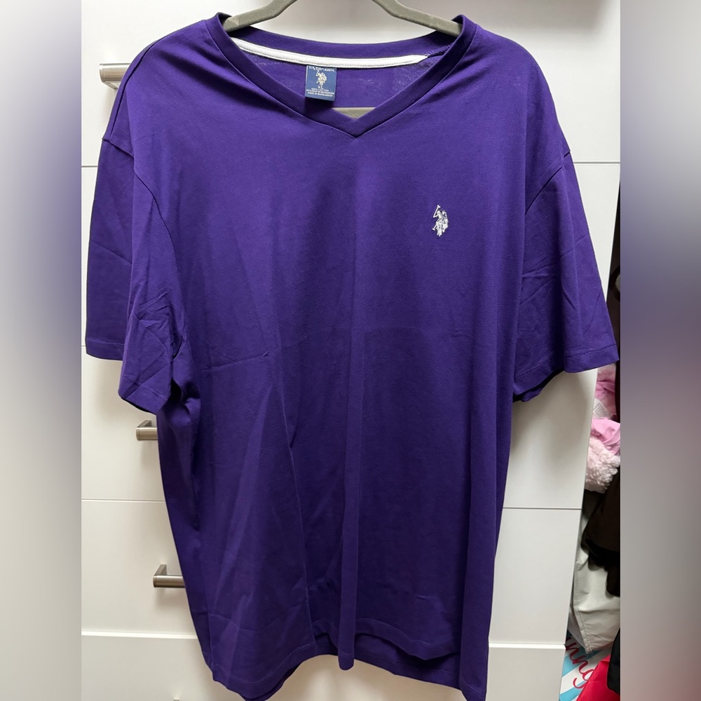 U.S. Polo Assn. Men’s V-Neck Polo Tee - Purple